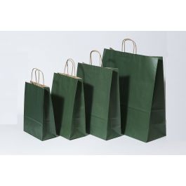 Sac de course Vert Foncé - Papier Kraft 90 grammes - 22+10 x 31 cm (50 pièces) [PAM2231DKGR]