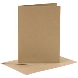 Cartes et enveloppes, naturel, dimension carte 10,5x15 cm, dimension enveloppes 11,5x16,5 cm, 6 set/ 1 Pq. [HOB23021]