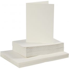 Cartes & Enveloppes, blanc cassé, dimension carte 10,5x15 cm, dimension enveloppes 11,5x16,5 cm, 50 set/ 1 Pq. [HOB23109]