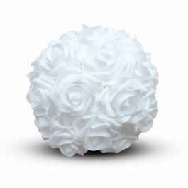 Boule de roses déco Ø 18cm mousse blanche (1 pièce) [IFS-31213]