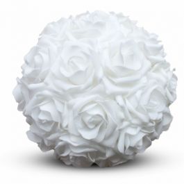 Boule de roses déco Ø 28cm mousse blanche (1 pièce) [IFS-31214]