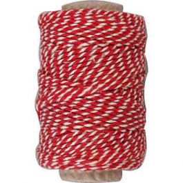 Baumwollkordel, Rot/Weiß, Stärke: 1,1 mm, 50 m/ 1 Rolle [HOB50332]