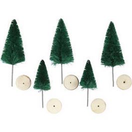 Weihnachtsdeko Weihnachtsbäume Grün 4+6cm (5 Stück) [HOB51651]