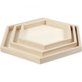 Holztabletts, D: 21+26+31 cm, 3 Stck./ 1 Set [HOB55317]