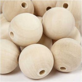 Perle en bois, d: 30 mm, diamètre intérieur 5 mm, 50 pièce/ 1 Pq. [HOB566730]