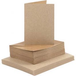 Cartes et enveloppes, naturel, dimension carte 10,5x15 cm, dimension enveloppes 11,5x16,5 cm, 50 set/ 1 Pq. [HOB23113]
