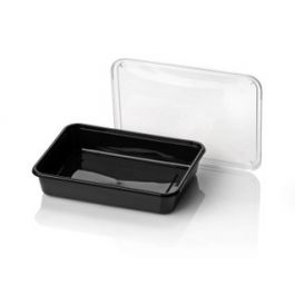 Barquette plastique alimentaire micro onde 183x135x35mm noir (500 pièces) [RD-448343]