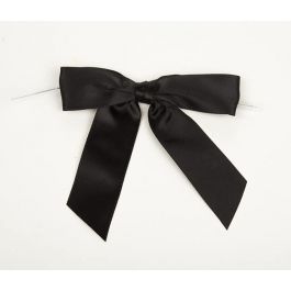 Schleifen vorgebunden Schwarz 2.2cm (100 Stück) [BOW7BL]