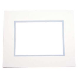 Fertig-Passepartouts 11.8x16.8cm Fenster - Elfenbein/Hellblau doppelte Dicke - 20.3x25.4cm Außenrahmen (10 Stück) [MD20020]