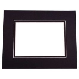 Fertig-Passepartouts 27x34.6cm Fenster - Schwarz/Schwarz doppelte Dicke - 40.6x50.8cm Außenrahmen (10 Stück) [MD20135]