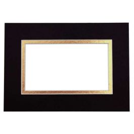 Fertig-Passepartouts 27x34.6cm Fenster - Schwarz/Gold doppelte Dicke - 40.6x50.8cm Außenrahmen (10 Stück) [MD20177]