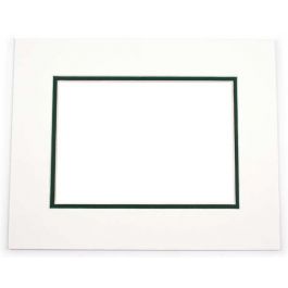 Fertig-Passepartouts mit 27x34.6cm Fenster -Weiß/Dunkelgrün doppelte Dicke - 40.6x50.8cm Außenrahmen (10 Stück) [MD20209]