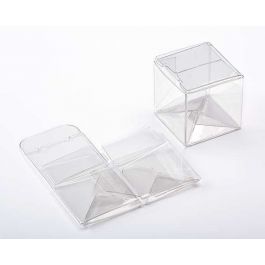 Boîtier cadeau à transparence cristalline avec fond pop up 3.8 x 3.8 x 3.8cm (25 Pièces) [PLB103]