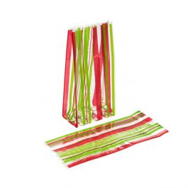 Sachet SOS imprimé bandes roses et vertes 10.2x6.4x24.1cm (100 pièces) [G4SCA]