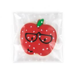 Sachet Plastique glacés 12,7x12,7 cm Avec coeurs et rabat adhésif (100 pièces) [B55FH]