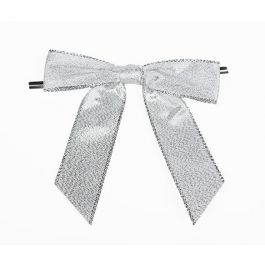 Schleifen gebunden metallisch Silber 2,2cm (100 Stück) [BOW7MS]