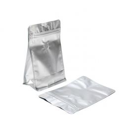 Kaffee Klappenbeutel Silber 12,7x7,9x20,3 cm (50 Stück) [BBC2S]