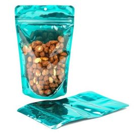 Standbodenbeutel Transparent/Türkis 13x7.9x20.6cm | 110 Gramm (100 Stück) [ZBGB3TL]