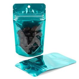 Standbodenbeutel Transparent/Türkis 7.9x5.1x13cm | 28 Gramm (100 Stück) [ZBGB1TL]