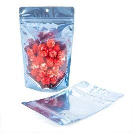 Standbodenbeutel Transparent/Blau 13x7.9x20.6cm | 110 Gramm (100 Stück) [ZBGB3BL]