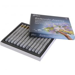 Pastels à la cire aquarellables, gris, 12 pièces/ 1 Pq. [HOB-427382]
