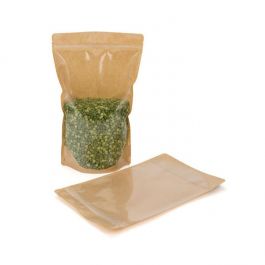 Doypack en papier Kraft avec transparence, 17.1 x 8.9 x 28.6 cm (340 g) (100 Pieces) [ZBGKC4]