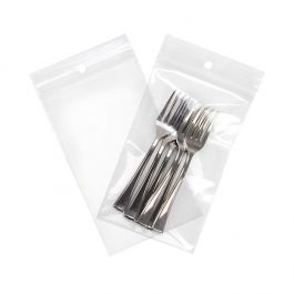 Sachet zip à transparence cristalline 100 microns avec trou pour suspension 7,6x12,7cm (100 pièces) [Z4R35]