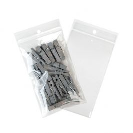 Sachet zip à transparence cristalline avec trou de suspension européen + trou d'aération 7,6x12,7cm (100 pièces) [ZR35V]