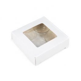Schachteln weiß für handgemachte Süßigkeiten, Runde Einsatz 7x2.1x6.8 cm (25 Stück) [CNDYR276W]