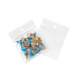 Sachet zip à transparence cristalline 75 microns avec trou pour suspension 6,4x6,4cm (100 pièces) [Z3R2H2H]
