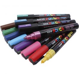 Feutre Posca, ass. de couleurs, dim. PC-5M + PC-3M, trait 0,9-1,3 + 2,5 mm, 12 ass./ 1 Pq. [HOB-384116]