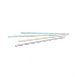 Pailles Jumbo Papier 23 cm, Ø 0,8 cm Rayures pastel (3450 pièces) [GB-DCD00189]