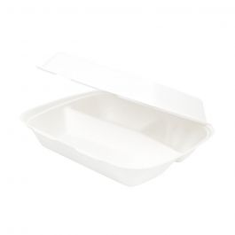 Plateau à menu avec couvercle en canne à sucre 3 espaces 25x20x7.5 cm (200 pièces) [GB-DFC01337]