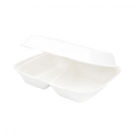 Plateau à menu avec couvercle Canne à sucre à 2 branches 25x20x7,5 cm (200 pièces) [GB-DFC01347]