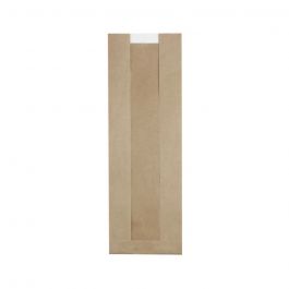 Papier Tüte mit Fenster Braun 14 + 7x40 cm (500 Stück) [GB-DRE02143]