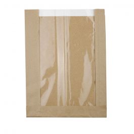 Streifen Fenster Papier Tüte Braun 20 + 5x26,7 cm (500 Stück) [GB-DRE02231]