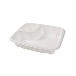 Zuckerrohr Snack & Dip Schale 2 Fächer, 16,5x19 cm (500 Stück) [GB-DTW01445]