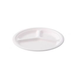 Menütafel Zuckerrohr Ø 26 cm, 3 Fächer, rund (500 Stück) [GB-DTW01460]