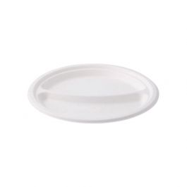 Zuckerrohr-Menütafel Ø 22 cm, 2 Fächer, rund (500 Stück) [GB-DTW01471]