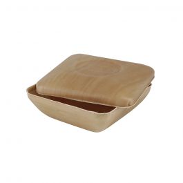 Schalen Palmware® 18x5x18 cm 800 ml, mit Deckeln quadratisch (60 Stück) [GB-DTW05465]