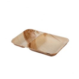 Assiette Feuille de palmier 2 compartiments, 25x15 cm (200 pièces) [GB-DTW05580]