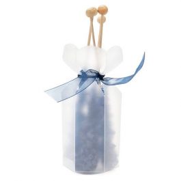 Boîtes cadeaux en plastique effet givré avec dessus en forme de fleur 4.9x4.9x7.6cm (25 pièces) [FS354F]