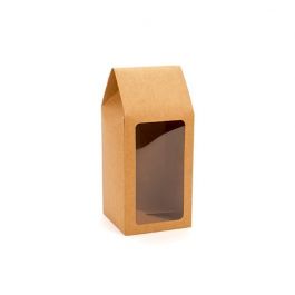 Boite pâtissière kraft avec fenêtre 8,9x8,9x21,6cm (25 Pièces) [FS321]