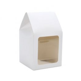 Boîte Kraft avec fenêtre blanc brillant 9x9x16,5cm (25 pièces) [FS330]