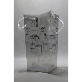 Sac cadeau de luxe gris transparent 12,5x30cm (10 Pièces) [GBAG12x30]