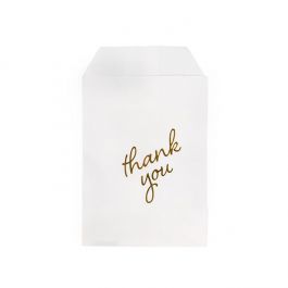 Sac Papier Blanc avec "Thank you" Doré 7,6x12,7 cm (100 pièces) [GPB35GT]