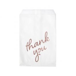 Sac Papier Blanc avec "Thank you" Rose Doré 12,7x20,3 cm (100 pièces) [GPB58RT]