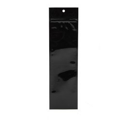 Sachet zip haute barrière avec trou de suspension noir métallisé 6.3x22.8 cm (100 pièces) [HZBB1MB]