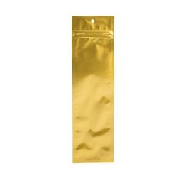 Sachet zip haute barrière avec trou de suspension or métallisé 6.3x22.8 cm (100 pièces) [HZBB1MG]