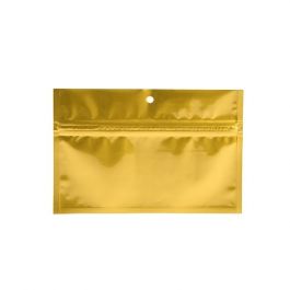 Sachet zip haute barrière avec trou de suspension or métallisé 15.2x7 cm (100 pièces) [HZBB2MG]